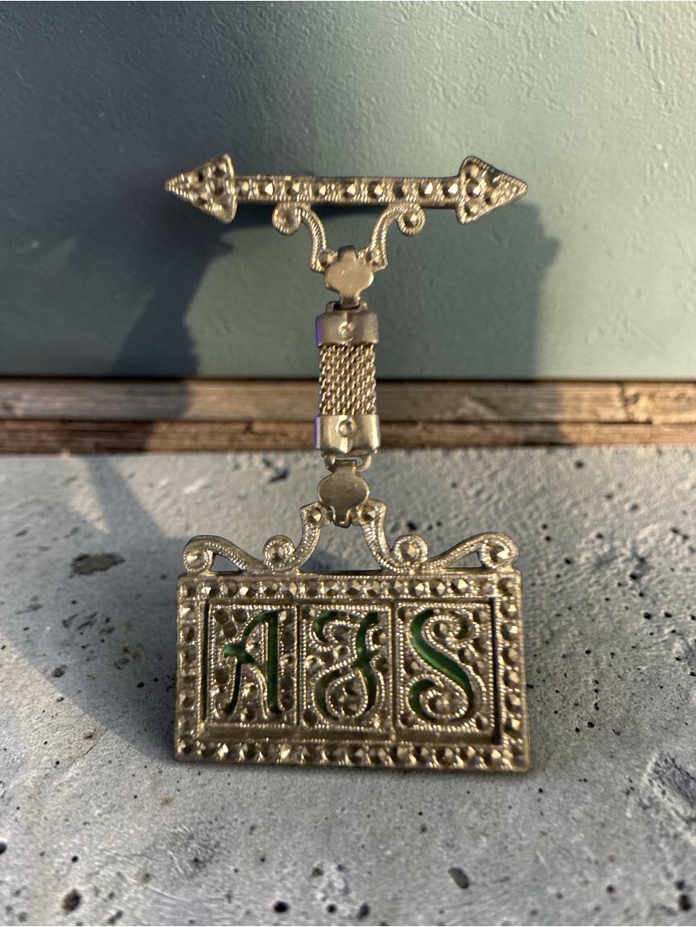 ✨ Rare Vintage 1920s–1940s Interchangeable Monogram Watch Pin Brooch – AJS ✨